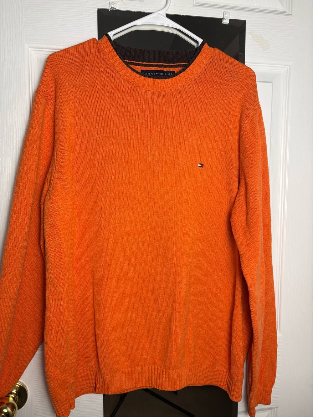 Tommy Hilfiger Men’s Orange Crewneck Sweater Size L